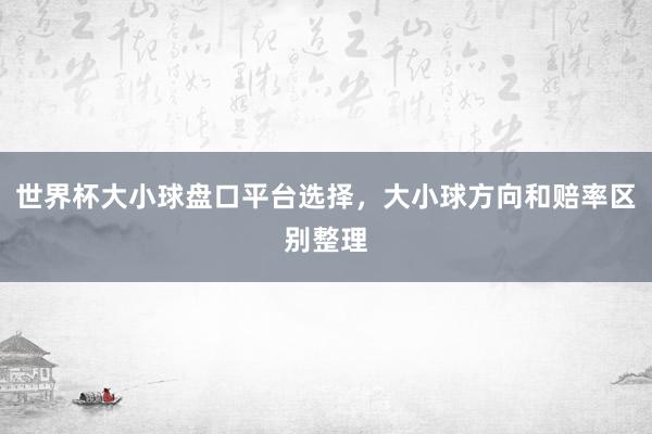 世界杯大小球盘口平台选择，大小球方向和赔率区别整理